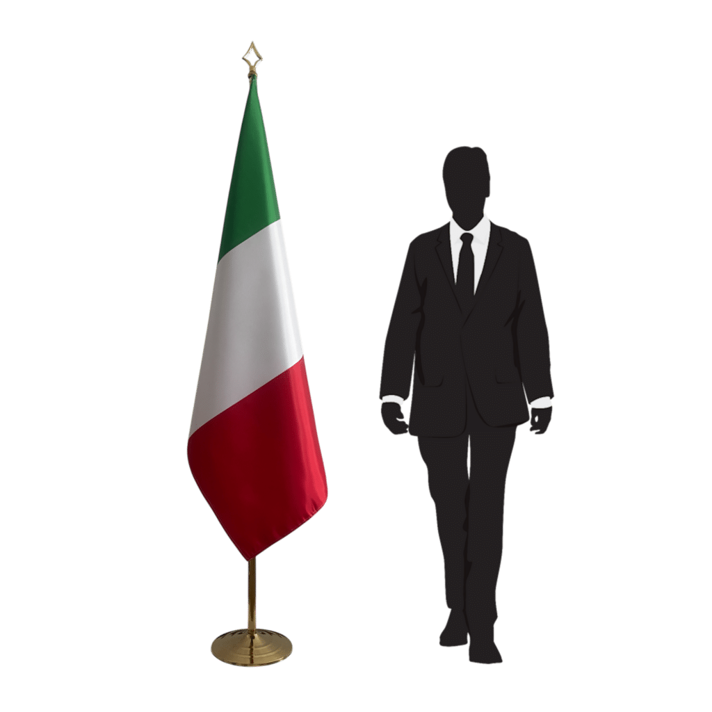 Bandera de Italia sobre peana