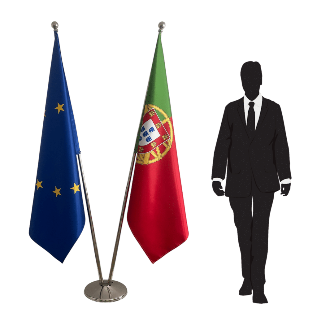 bandera de portugal en atril
