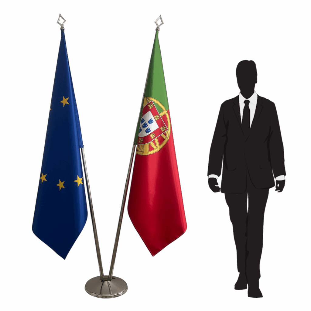 bandera de portugal en atril