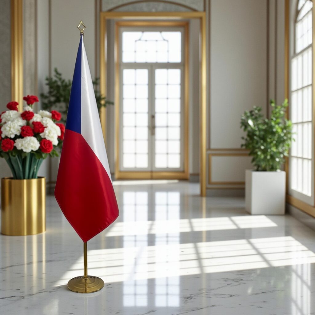 Bandera checa en el atril