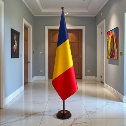 socle drapeau roumanie