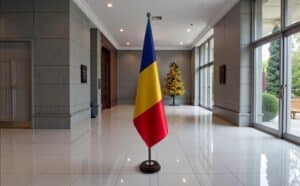 socle drapeau roumanie