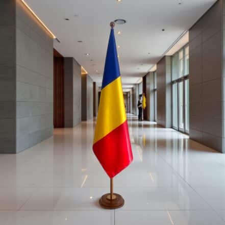socle drapeau roumanie